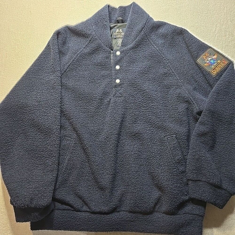 VTG Willis & Geiger Diaplex Fleece Jacket XL Made in USA Wool Blend Pullover 90s